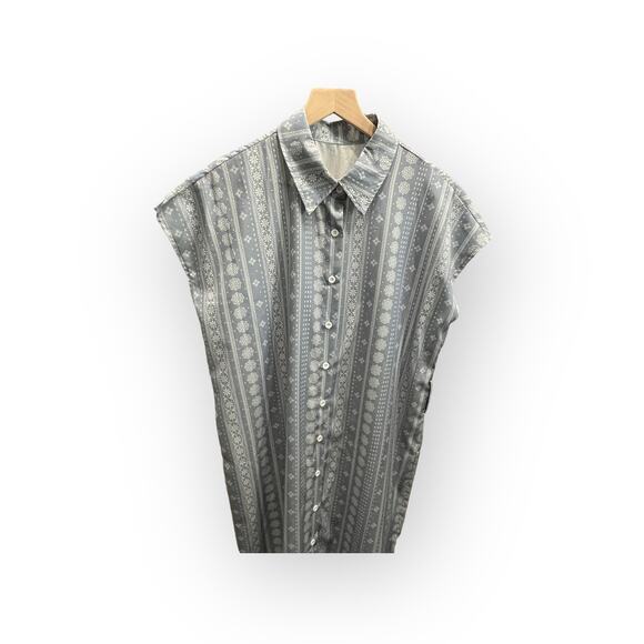 Shein Curve Womens SIZE 0 XL Blue White Print Button Shirt Dress - Picture 2 of 6